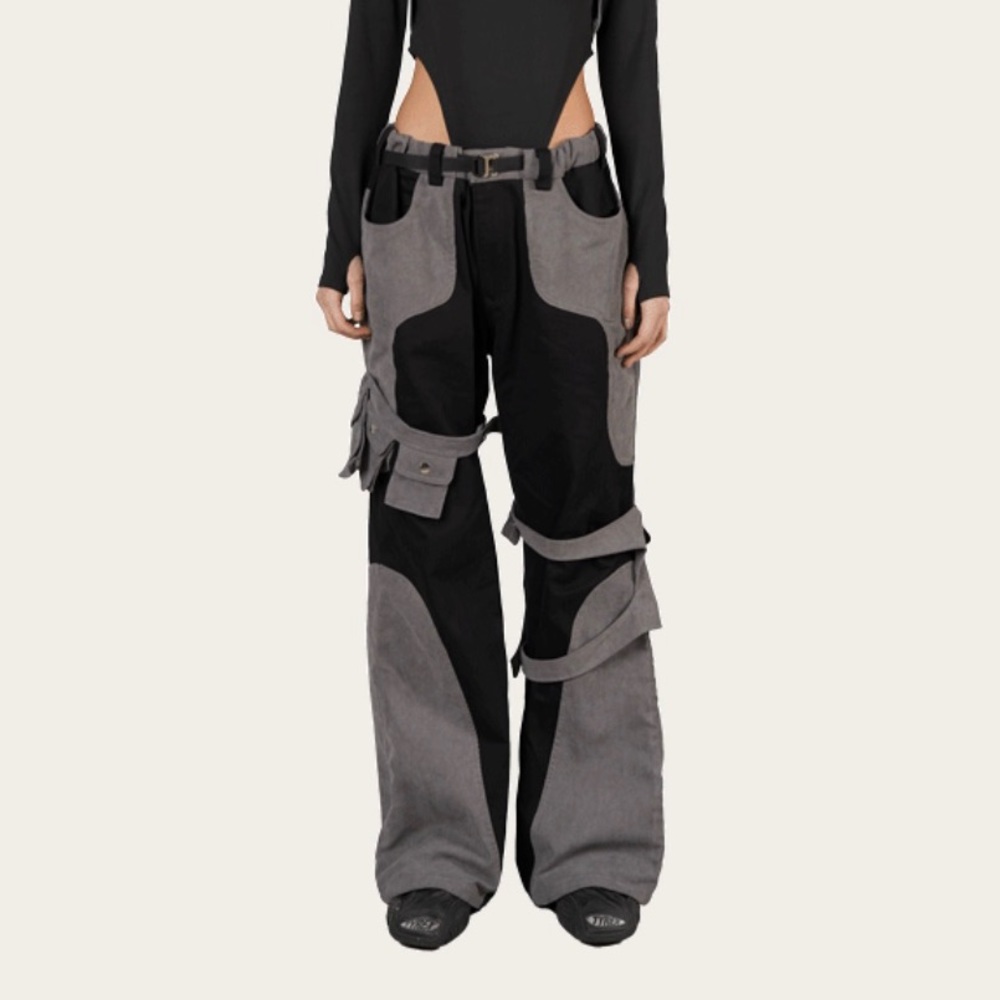 black and gray cargo pants